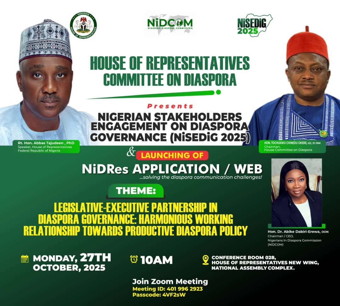 Nigerian Stakeholders Engagement on Diaspora Governance (NiSEDiG 2025) Flyer